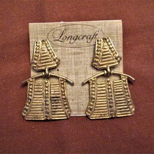 Vintage Longcraft Earrings 2" long Goldtone NEW